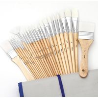 24PCS Paint Brushes Set Kit Artist Professional Paintbrush Round Brushes with Nylon Hair Red Retro S-white brush hair with canvas b-