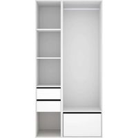 Vestidor Sofia 2 cajones, zapatero y trasera reversible en blanco/natural, 204.5cm(alto) 99.5cm(ancho) 45cm(fondo)