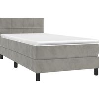 Box Spring Bed with Mattress&LED Light Grey 90x200cm Velvet vidaXL
