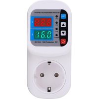 Regulador automático de voltaje JSSEVN 230V 16A, toma de corriente con pantalla digital y estabilizador de corriente para seguridad eléctrica.