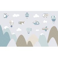 Papier peint panoramique Enfants - Avions Montgolfières - 519 cm x 320 cm