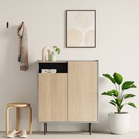 Armoire à chaussures Anjes 2 portes tournantes, 1 niche et 4