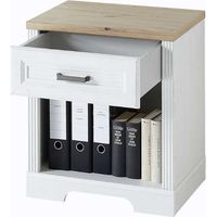 Armoire de bureau Samine avec tiroir de rangement - blanc/chêne