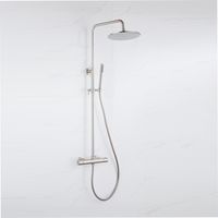 FugaFlow Eccelente Ensemble de douche de tête - thermostatique - douche de tête 30 cm - flexible lisse - douchette à main sur barre - Acier inoxydable
