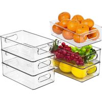 Transparent Fridge Storage, Set of 6 Fridge Organizer, Stackable Fridge Storage Box, Plastic Fridge Storage Bin, Fridge Organizer, for Fridge, Kitchen, Cabinets BPA Free