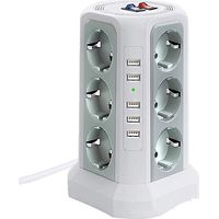 Litzee – Multiprise parafoudre 12 prises CA et 5 ports USB – Interrupteurs individuels – Protection 1500J – Câble en cuivre pur 2m