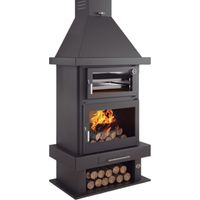 Cuisinière à bois en acier 10,4/13,2kW – Rendement 79% – Foyer en vermiculite – Four inox avec thermomètre – Dimensions 825x551x2415mm – Fm Biomasa