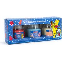 Set regalo candele profumate Haribo™, 3 candele in vetro, 85 g ciascuna, cera di paraffina, idea regalo, blu/rosso/beige