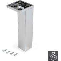 Emuca Lot von 4 MöbelNivellierer Smartfeet, Ecke, regulierbar 140-150mm, Kunststoff, Verchromt