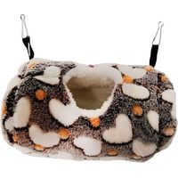 Hamac pour petits animaux avec un sac de couchage chaud en coton, adapté aux souris, hamsters, gerbilles, écureuils et cobayes (marron).