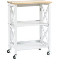 Carrito de Cocina Plegable Carro Auxiliar con Ruedas Carro Verdulero con 2 Estantes para Comedor 60x40x84 cm Blanco