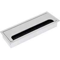 Emuca – Passe-câble rectangulaire à encastrer 269x80mm – Aluminium anodisé mat – Couvercle rabattable pour câbles de toutes dimensions