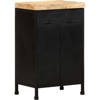 Vidaxl – Buffet en bois de manguier brut 47x35x76 cm – Style industriel – 2 portes – Résistant à l'usure – Idéal pour décoration intérieure