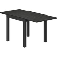 Table extensible 80/160 cm aluminium noir effet bois pour 4-6 personnes