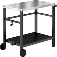 Chariot de barbecue extérieur avec plan de travail, desserte plancha gris charbon 102x50x81cm, étagère et crochets