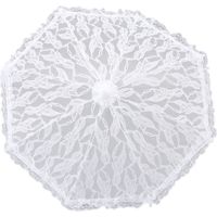 Parasol en Dentelle Blanche avec Manche en J - Élégant pour Mariage, Fêtes et Décorations de Bal