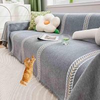 Plaid Canape Grande Taille, Jeté De Canapé dangle, Antidérapant Grand Plaid pour Canapé XXL, Chenille Couverture Canapé Housse De Canapé-DOU