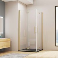 AICA B.120x95cm H.195cm Gold gebürstet Falttür eckdusche Duschkabinen 6mm NANO ESGglas Pendeltür Eckeinstieg Dusche