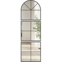 Wandspiegel dreiteilig, bogenförmiger Spiegel mit Metallrahmen, dekorativ 60 x 2 x 180 cm Schwarz