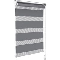 Vounot – Store enrouleur jour-nuit 90x150cm – Installation sans perçage ou avec – Tissu 100% polyester – Couleur gris