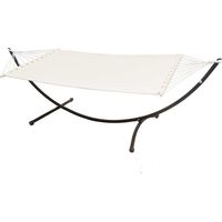 Hamac double avec support 120 kg – Dimensions 200x120 cm – Cadre en métal pour extérieur – Barres en bois dur massif – Amanka