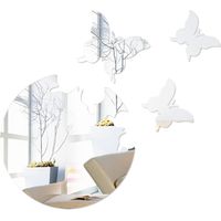 Pegatinas de espejo de mariposa redondas autoadhesivas 3D para pared, extraíbles, de acrílico, para decoración de hogar, boda, sala de estar, dormitorio, 27,6 x 30 cm
