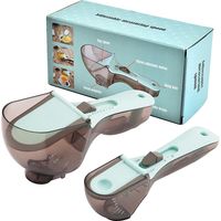 Ensemble de cuillères à mesurer et de tasses à mesurer réglables, tasse à mesurer réglable et cuillère avec règle de mesure, appareil de mesure de cuisson de cuisine 2 pièces Accessoires de cuisson