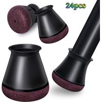 Lot de 24 protège-pieds de chaise noirs (5 x 5 x 3,2 cm), en silicone, pour sols, adaptés aux pieds de chaise, réduisent le bruit et préviennent les rayures.