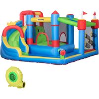 Castillo Inflable Infantil con Tobogán Cama de Salto Piscina Muro de Escalada Inflador 390x300x197 cm Multicolor