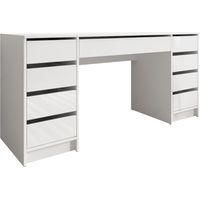 Mesa de oficina Comfivo Terros II, Blanco brillante + Blanco, Con cajones, Número de puertas: 0, Número de cajones: 9, 76x154x55cm