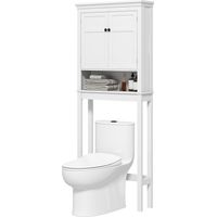 Meuble de salle de bain 2 portes Inodoro blanc compartiment et étagère réglables 70 x 20 x 175 cm