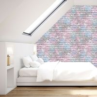 Muriva Faux Brick Wall Effect Pink Lilac Camouflage Childrens Wallpaper