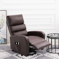 Power Massage Lift Recliner Chair with Heat & Vibration for Elderly, Heavy Duty and Safety Motion Reclining Mechanism, 2 Side Pockets , Faux, Brown