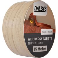 Dalsys Weichsockelleiste selbstklebend Klebeleiste, Abschlussleiste für Fugen in Wohnbereich, Küche, Bad, aus PVC Kunststoff - Buche 15m