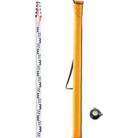 Mophorn Tige de mesure télescopique en aluminium 5M, échelle double face CM/MM, bâton de nivellement avec niveau à bulle et sac de transport pour l'arpentage des maisons, des murs, des sols