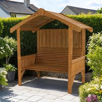 Zest Jersey Arbour Large Wooden Garden Seat Bench Shelter & Stone Seat Cushions