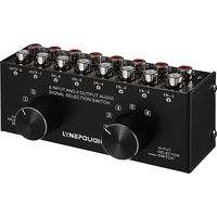 LYNEPAUAIO 6-In-2-Out Audio Switcher Two-Way Audio Signal Selector Box Splitter Distributor with 3.5
