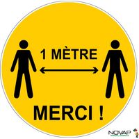 Panneau 1 mètre merci - Jaune - spécial sol - Ø 450 mm - 4007298