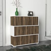 Schuhschrank Napolyon Weiß Walnuss Melamin 90x93x30 cm