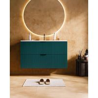Exagonshop Mobile bagno cannettato 102x47 petrolio opaco lavabo