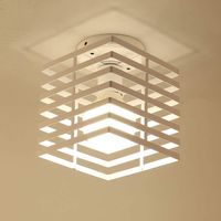Plafoniera Soffitto, Lampada da Soffitto con Ø22cm Gabbia Quadrata, Vintage Plafoniera per Come Soggiorno Sala da Pranzo Corridoio (Bianco)