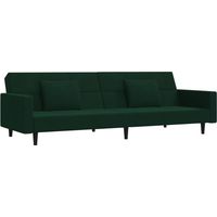 vidaXL Divano Letto a 2 Posti con 2 Cuscini Verde Scuro in Velluto