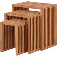 deVries Beistelltisch 3er-Set ""WOODIE"" aus Teakholz Massivholz Tische in 3 Größen