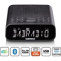 Lenco Radiosveglia DAB, FM, DAB+ Bluetooth, AUX, DAB, DAB+, FM Funzione allarme Nero