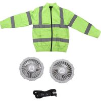 Veste ventilateur sans fil réfléchissante, vêtements de travail rafraîchissants et réfrigérants avec protection solaire, manches longues, blanche, taille XL, vert fluorescent