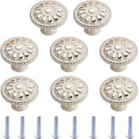 Bouton de meuble, lot de 8, poignée de tiroir ronde, boutons de meuble, poignée de tiroir, poignée de meuble, poignée de tiroir de cuisine, poignées de porte, bouton de meuble vintage blanc