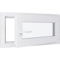 Fenêtre PVC - Triple vitrage - Tirant Droite - Blanc - LxH : 800 mm x 400 mm