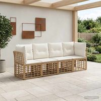 vidaXL Outdoor Sofa Set Natural Poly Rattan