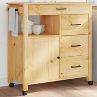 vidaXL Kitchen Trolley "MONZA" 84x40x88,5 cm Honey Wax Solid Wood Pine
