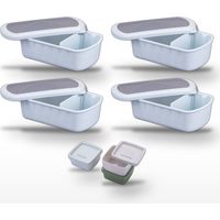 Lot de 4 Lunchbox Bleues à compartiment réglable 1L avec Set de 3 boîtes à sauce Fackelmann Storage